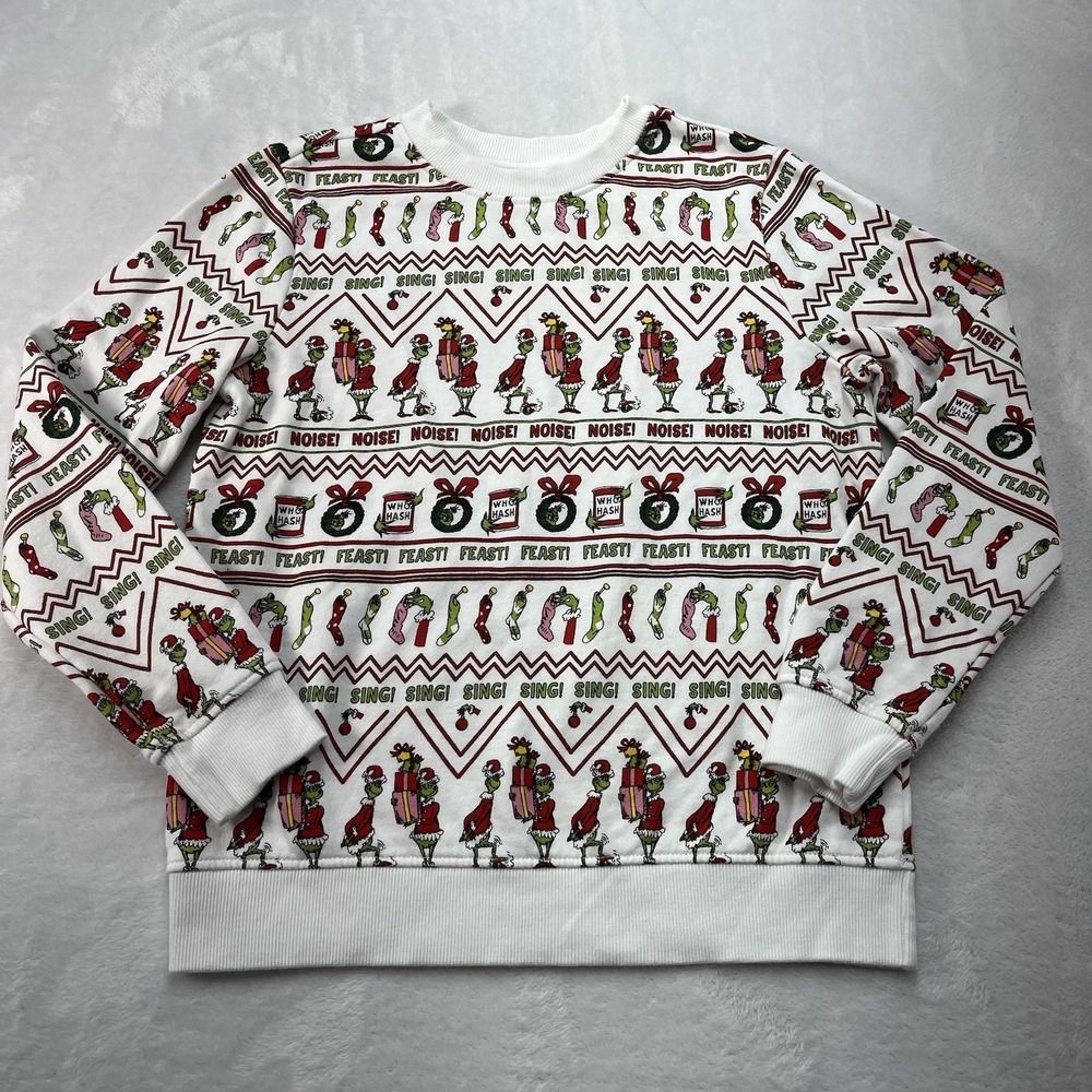 Hanna Andersson Grinch Crewneck Sweater Unisex Kids 10 Cotton Christmas AOP